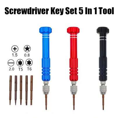 5-In-1 Portable Multifunctional Screwdriver Set, S2 Steel Magnetic Screwdriver Kit For Eyeglasses, Fashion Glasses, Electronics, Phones, Jewelry Repair Tools