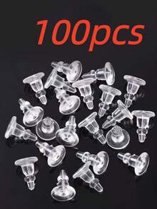 450pcs/100pcs/30pcs/50pcs Earrings And Stud Backs Handmade DIY Jewelry Accessories Anti-Slip, Anti-Loss Silicone Ear Plugs Anti-Fall Anti-Piercing Lollipop Ear, Large Earrings, Piercing, Earring Backing Set - Transparent - View 15