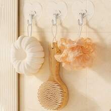 Strong Adhesive Hooks, Thick Heart-Shaped Design, Suitable For Kitchen And Bathroom. These Transparent Plastic Hooks Allow Damage-Free Hanging And Are Easy To Install, Practical Hooks - Multicolor - View 9