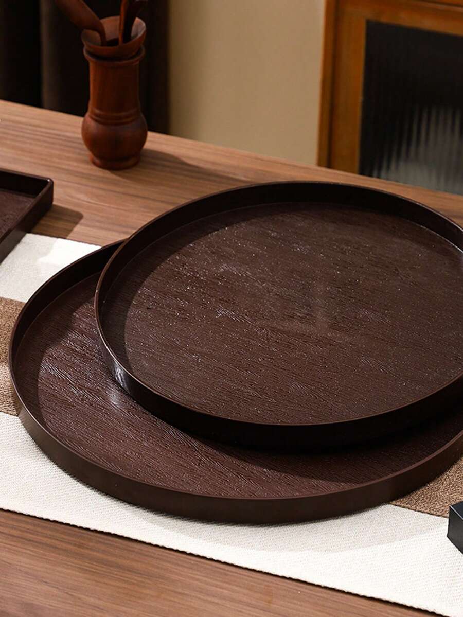 2个/1个 11.8英寸木纹圆形托盘，适用于盛放食物、零食、饮料、寿司、牛排、披萨、甜点、蛋糕、面包、早餐、咖啡、茶、熟食拼盘、宴客餐盘、春节、情人节等场合 - 彩色 - 查看 1