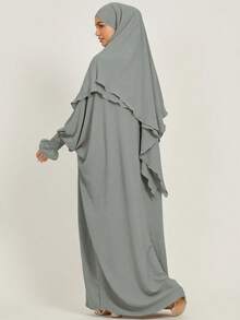 1 chiếc khăn trùm đầu bằng vải chiffon nhăn, thoáng khí, mềm mại, có dây buộc, thích hợp cho phụ nữ Hồi giáo mặc hàng ngày và cầu nguyện, trang phục Hồi giáo. - Nhiều màu - Xem 14