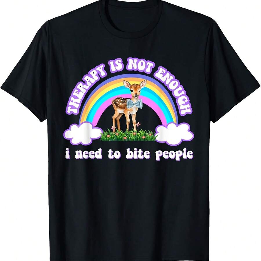 Therapy Not Enough Need To Bite People Funny Design T-Shirt - Đen 4 - Xem 1
