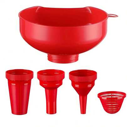 5pcs Plastic Funnel With Filter, Kitchen Household Liquid Separator Funnel For Jam, Oil, Liquor Filling