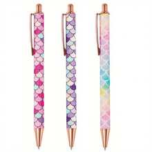 3pcs Vibrant Glitter Ballpoint Pens, Designed For Precise Writing. These Creative Retractable Metal Pens Are Suitable For Office Use, Gift-Giving, And Writing. - 3pcs - View 5