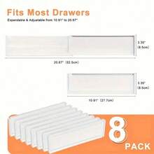 8pcs Adjustable Plastic Drawer Dividers - Expandable Multi-Compartment Organizer - White - View 3