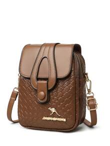 Woven Embossed Versatile Women's Shoulder Crossbody Bag, Lightweight Casual Fashionable Commuter And Multi-Purpose Wallet, Suitable As Gift - Coffee - View 5