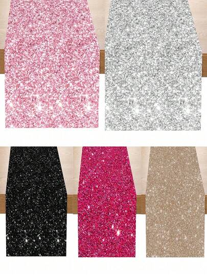 1pc Solid Color Non-Woven Fabric Table Runner, Size 180*30cm, Colors Available: Silver, Black, Bright Pink, Champagne Gold, Rose Gold, Suitable For Birthday Party, Wedding, Party Decoration, Tablecloth, Tabletop Decor, Wedding, Baby Shower, Etc.