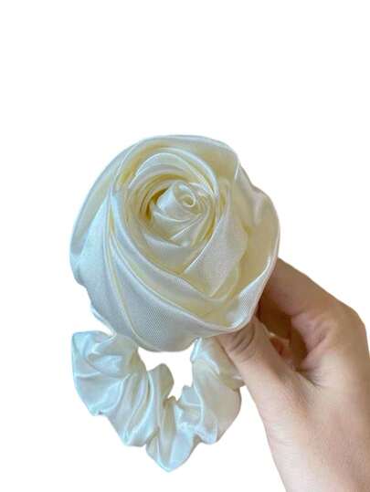 1个玫瑰花3D立体发圈，韩式优雅发饰，适用于丸子头、马尾辫