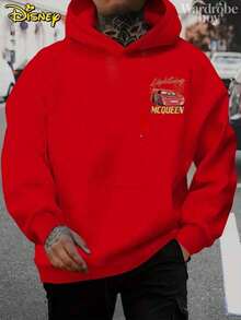 Disney Printed Hoodie, Men's Disney Lightning McQueen Printed Hoodie, Disney Resort Hoodie| Exquisite Design | Best Choice For Gifts - 紅色 - 查看 2