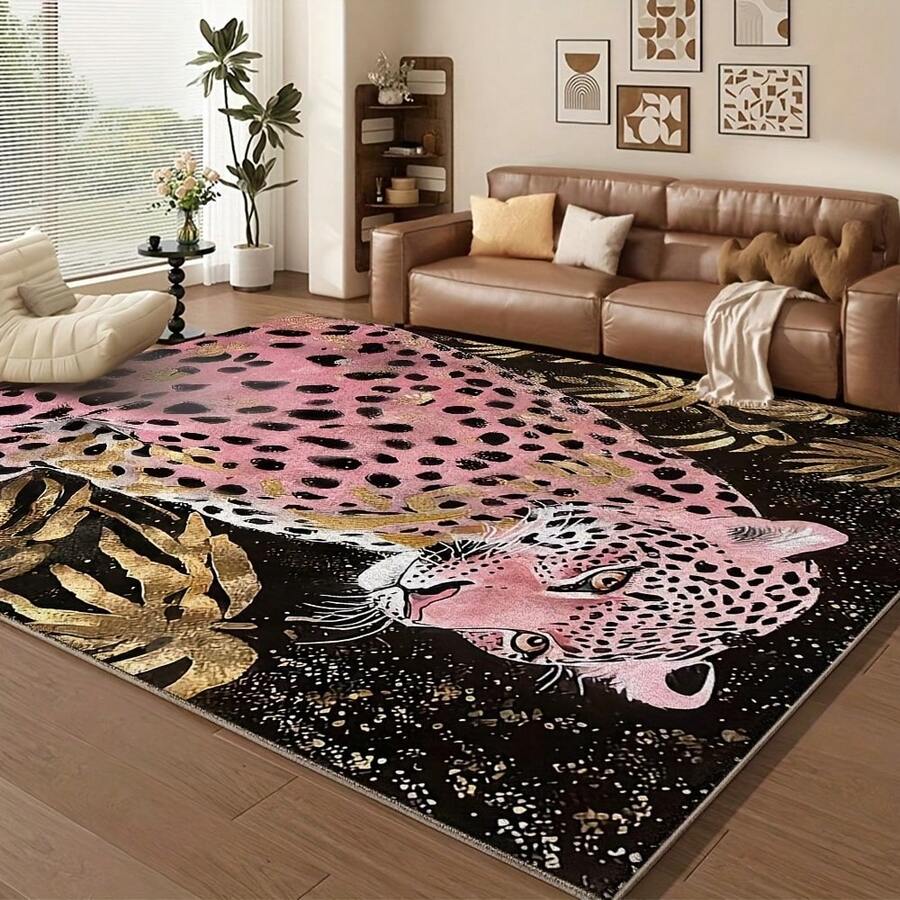 Luxurious Flowers And Exquisite Tigers Pattern Flannel Carpet, Vibrant And Energetic , 2D Digital Printing, Non-Slip Rubber Bottom, Multiple Sizes Available. Suitable For All Seasons, Washable, Machine Washable, Comfortable, Unique, Suitable For Him, Her, Family Members, Boyfriend, Girlfriend, Father, Family Members, Mother, Lover, Daughter, Son, Grandfather, Grandmother, Teacher, Doctor, Nurse, Friend, Classmate, Pet. As Birthday Gifts, Household Items, Wedding Items, Souvenirs, Home Decoration, Daily Life, Office Decoration, Birthday, Anniversary, Valentine's Day, Thanksgiving, Graduation Season, Christmas, Halloween, Mother's Day, Father's Day, Wedding, New Year Gift Decoration. Suitable For Shopping Centers, Restaurants, Kitchens, Bathrooms, Living Rooms, Bedrooms, Corridors, Balconies, Outdoor Doors, Door Mats, Entrance Mats, Non-Slip Mats, Offices, Cafes, Piano Room Floor Decoration - 多色11 - 查看 1