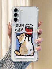 1PC Diseño divertido y travieso con gato bebiendo refresco y texto DUN DUN: Funda transparente tipo billetera, protección completa para la cámara, compatible con iPhone 17/16/15/14/13/12/11/Pro/ProMax, compatible con Galaxy A54/S24 Ultra/Plus, compatible con Moto/Galaxy/Redmi/Honor/OPPO, a prueba de golpes y almacenamiento, diseño minimalista - transparente - Ver 8