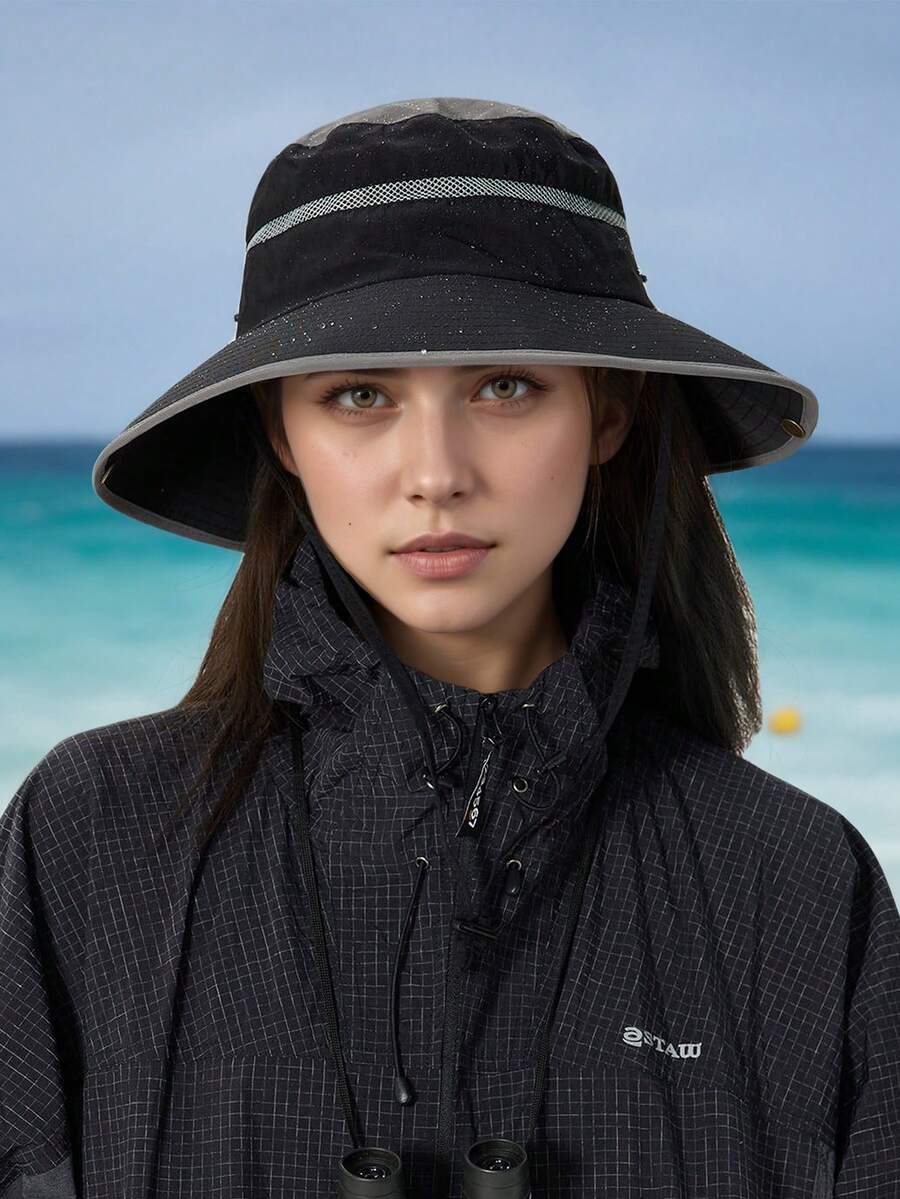 قبعة شمس ذات حافة واسعة للحماية من الشمس، قبعة صيد تنفس سريعة الجفاف للنساء، للأنشطة الخارجية في الربيع والصيف - قبعة الصياد - مشاهدة 1