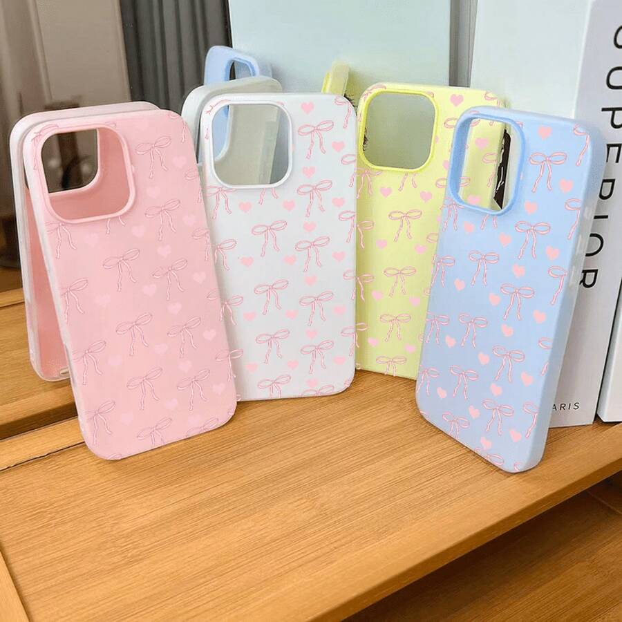 Funda para teléfono: Diseño de lazo en forma de corazón, adecuada para Apple 17 Pro Max, 17 Air, funda de teléfono dos en uno de gelatina en cuatro colores.Compatible con 16E, 15, 14 Plus, 13, 12, 11.Atmósfera Linda y Dulce.Textura de Alta Calidad.Compatible también con XR Feel - Verde - Ver 1
