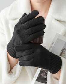 Lilas Inova Unisex Thick Wool Glove Autumn Winter High Quality - Black - View 1