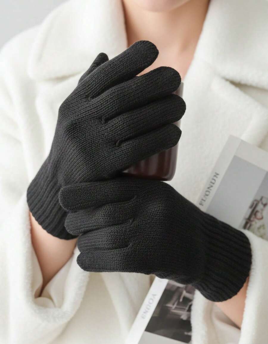 Lilas Inova Unisex Thick Wool Glove Autumn Winter High Quality - Black - View 1