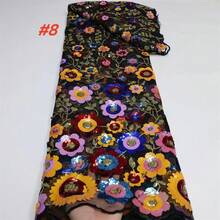 奢华非洲亮片蕾丝面料，2026款高品质尼日利亚新娘婚纱刺绣法式薄纱蕾丝面料，适用于缝制礼服 - A - 查看 5