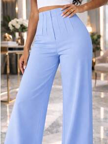 Pantalón pinza acampanado para dama - Azul cielo - Ver 3