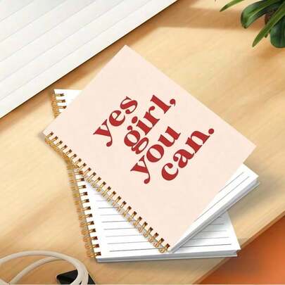 Inspirational Notebook - "Yes, Girl, You Can" Women & Girls Motivational Hardcover Spiral Notebook, 5.5x8.3 Inches, Office & School Supplies