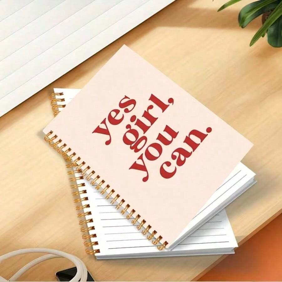 Cuaderno inspirador - "Sí, chica, tú puedes" Cuaderno de espiral con tapa dura motivacional para mujeres y niñas, 5.5x8.3 pulgadas, suministros de oficina y escolares - Rectángulo - Ver 1