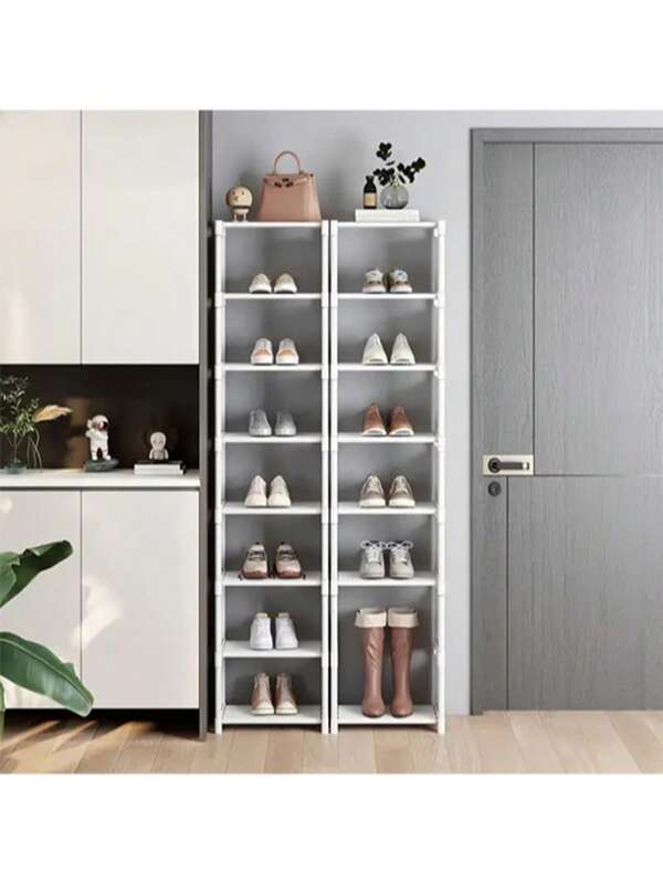 1 قطعة رف أحذية قابل للتعديل من 4 إلى 8 طبقات | منظم تخزين مدخل محمول للسكن والمنزل، حل متعدد الطبقات للأحذية الرياضية وأنواع الأحذية المختلفة، تصميم بسيط | منظم رف أحذية متين