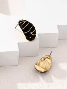 1 Đôi bông tai hình giọt nước bầu dục kiểu Âu-Mỹ màu đen bóng - Nhiều màu - Xem 3