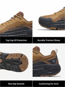CAMEL CROWN New Men's Running Shoes, Comfortable & Breathable, Non-Slip & Durable, Multi-Functional Casual Sports Shoes, Suitable For Outdoor Activities In Autumn/Winter - Checkered Brown/Castle Gray - View 4