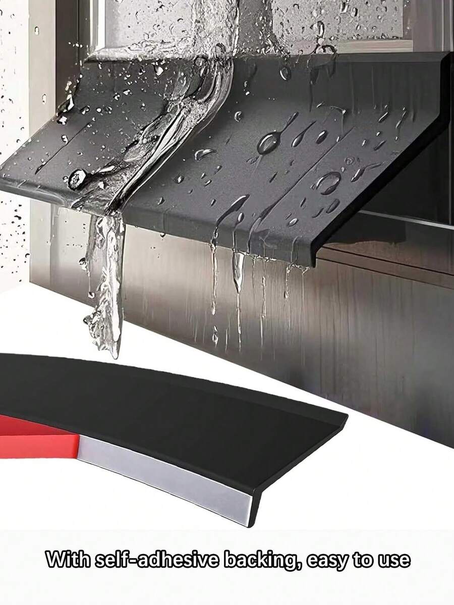 1pc Self-Adhesive Window Rain Guard, Outdoor Wind And Rain Barrier, Sliding Window Waterproof Strip, Exterior Window Sill Plastic Isolation Board, Bathroom Decor, Trimmable - Multicolor - View 1