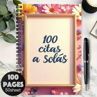 100 صفحة دفتر ملاحظات حلزوني بتصميم رومانسي مزخرف بالزهور، مناسب لتسجيل العمل والملاحظات الدراسية والتخطيط اليومي. مثالي كهدية تخرج أو عيد ميلاد، لكتابة اليوميات وإضافة لمسة دافئة للحياة.