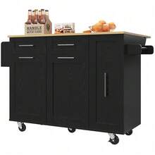 Mobile Storage Islands - Black + MDF+Metal - View 11