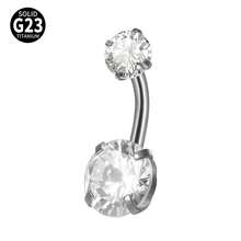 1 pieza Anillo de ombligo/estrella/cuadrado/redondo de titanio con circonita cúbica, pendientes de cartílago de oreja, tragus, helix, daith, joyería corporal para perforación - Color titanio - Ver 13