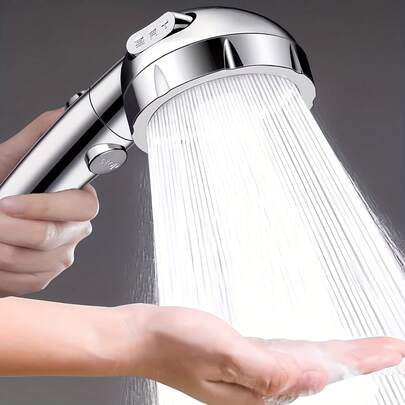 High Pressure Handheld Shower Head With Pause Function, 3 Spray Modes, G1/2 Interface, Plastic Material, Embedded Installation, Square Shape, Coated Shower Head - Shower Head Only
