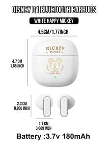 Q1蓝牙耳机，白色，欢乐粉丝版，真无线5.0耳机，带LED显示屏，3.7V 180mAh电池，触控操作，IPX5级防水，带麦克风的降噪耳机，便携式充电盒，可爱卡通设计，适合儿童、青少年、学生、学校、办公室、旅行等场合，佩戴舒适稳固，生日、情人节、情侣礼物之选。 - Q3 白色開心米奇 - 查看 10