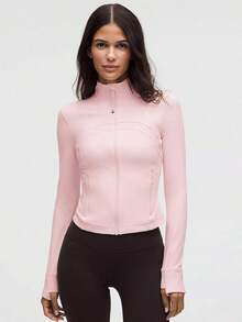Lululemon Define Cropped Jacket Nulu BLLP-For Yoga Gym Running-Sweat-Wicking-Yoga-All Seasons Sport-Spring/Summer-Autumn/Winter-Back To School - Blissful Pink - 查看 1