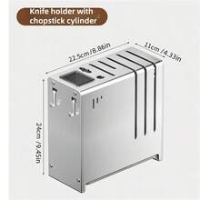 1个不锈钢壁挂式刀架，多功能厨房用具收纳架，刀座整理器 - 銀色 - 查看 12