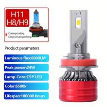 2pcs 6000K 12V LED Headlight Bulbs H4/H7/H11 9005/9006/H1 3000+ Lumens 12V Input 6000K Color Temperature Durable Aluminum Alloy Housing Suitable For Cars Trucks SUVs, No Battery Required - Red DF - View 13