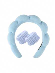Soft Sponge Headband, Face Wash Wristband, Popular Headband Set, High Crown Sponge Braided Cloud Hair Hoop Accessories - Soft and Fluffy Clouds - View 17