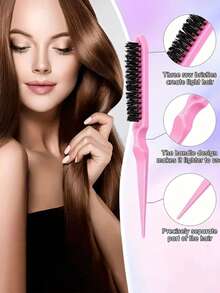 5pcs Fashion Girl Hair Styling Tool Set, Includes Comb Set, Ultra Fine Mist Hair Conditioner Bottle, Transparent Cartoon Comb, Smooth Comb, Home Hair Brush, Gift, Hair Accessories - Multi-color Combed Style - View 6