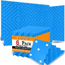 TOUO吸音海绵 6-48片装 高密度吸音墙板 菱形槽海绵 音乐工作室声学处理 - Diamond groove - 查看 22