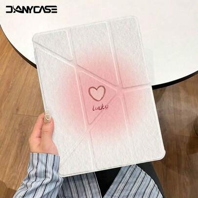 可爱爱心图案智能保护套，带笔槽，适用于 iPad 第 11 代 A16 2025、第 10 代 10.9 英寸、iPad Air 第 4 代/第 5 代 10.9 英寸、iPad Air 11 M3 2025、第 7 代/第 8 代/第 9 代 10.2 英寸。