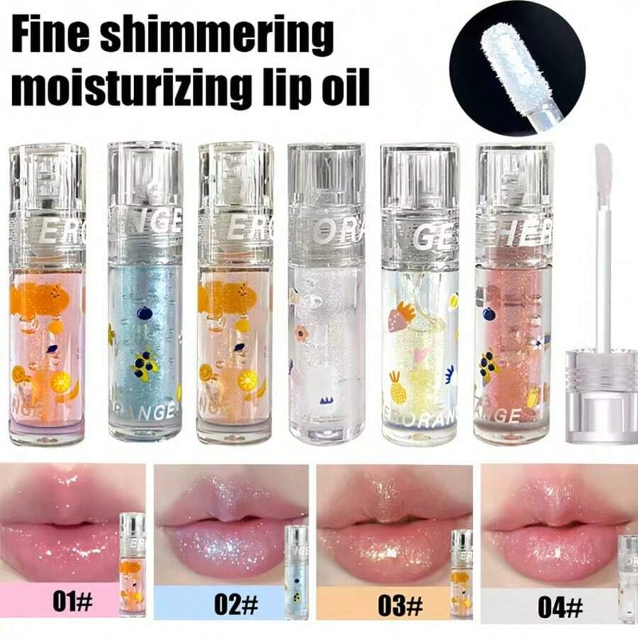 保湿唇彩，细腻珠光，持久保湿，防水，淡化唇纹，抗干燥，透明唇油，女士唇部护理化妆品，日常使用，节日礼物 - 多色 - 查看 1