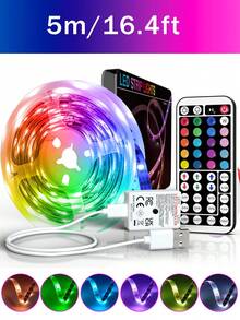 3.28英尺-100英尺 RGB LED灯带，配备44键遥控器，可调节颜色和亮度，安装简便，适用于卧室、厨房、客厅、派对氛围装饰、圣诞装饰、电视背光等。 - 彩色 - 查看 14
