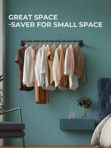 1pc 36-Inch Industrial Pipe Wall Mounted Garment Rack, Heavy Duty Black Hanging Closet Rod, Suitable For Bedroom, Entryway, Laundry Drying, Retail Clothing Display - Black - View 7