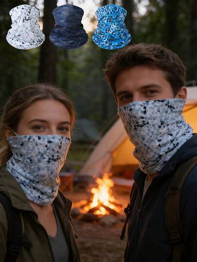 3件套颈套面罩围巾，透气防紫外线防风，适合滑雪、钓鱼、徒步、骑行等运动，男女通用，也可用于工作、跑步、运动等场合，吸湿排汗。