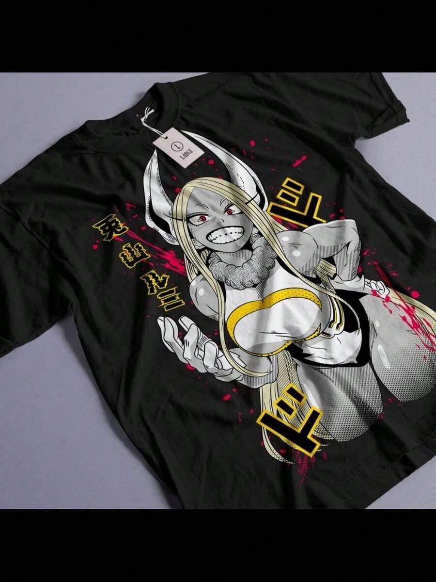 Unisex Rabbit Hero Mirko T-Shirt Rumi Usagiyama Miruko BNHA MHA My - Black - View 1