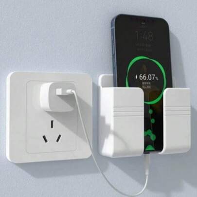 4pcs Adhesive Phone Charging Holder, Wall Mount Phone Organizer, Remote Control & Phone & Charger Stand, Bedroom Decor