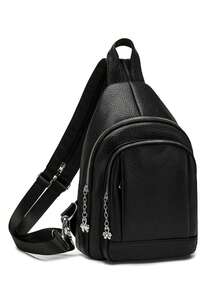 时尚多口袋软皮斜挎包，休闲商务胸包，多功能小背包 - 彩色 - 查看 17