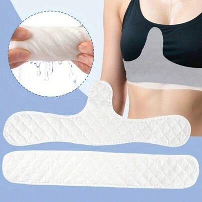 2PCS Women's Sweat-Absorbing Bra Pads, Elegant Series Ladies Sport Bra Absorbent Pads, White Absorbent Bra Pads, Washable And Reusable Underwear Liners, Sweat Absorbent Pads, Moisture Wicking Bra Inserts For All Seasons, Non-Slip Ergonomic Design For Yoga, Sports & Hot Weather, 1PC