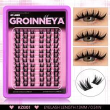 GROINNEYA 72/120片 C捲 9-13mm 長度自然感柔軟蓬鬆假睫毛簇，適合日常妝容、初學者、居家或戶外使用，適用於日常生活、派對、音樂節、萬聖節 - C - 查看 13