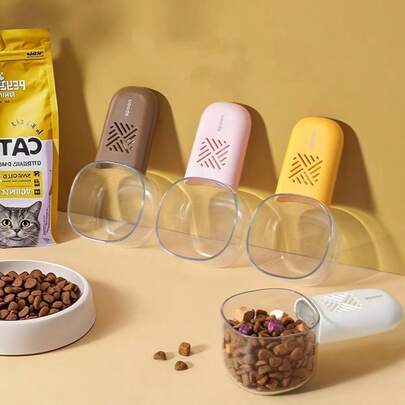 Transparent Cat Food Scoop, Dog Food Scoop, Multifunctional Plastic Cat Feeding Spoon, Cat Bowl