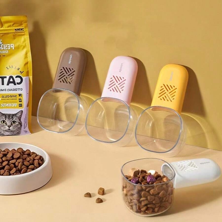 Transparent Cat Food Scoop, Dog Food Scoop, Multifunctional Plastic Cat Feeding Spoon, Cat Bowl - 200L - View 1